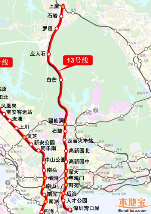 深圳地铁13号线最新线路图